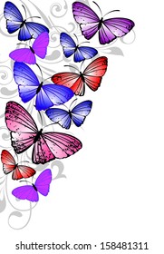 Floral abstract background with butterflies 
