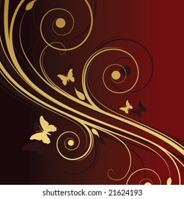 floral abstract background with butterflies