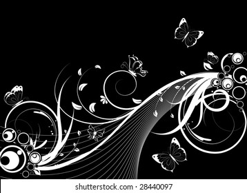 Floral abstract background with butterflies for design.