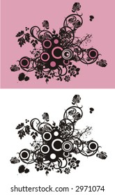 Floral abstract background with circle elements. Check my portfolio for much more of this series as well as thousands of other great vector items.