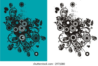 Floral abstract background with circle elements. Check my portfolio for much more of this series as well as thousands of other great vector items.