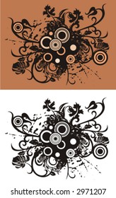 Floral abstract background with circle and grunge elements. Check my portfolio for much more of this series as well as thousands of other great vector items.
