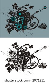 Floral abstract background with circle and grunge elements. Check my portfolio for much more of this series as well as thousands of other great vector items.