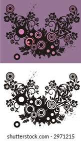 Floral abstract background with circle and grunge elements. Check my portfolio for much more of this series as well as thousands of other great vector items.