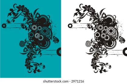 Floral abstract background with circle and grunge elements. Check my portfolio for much more of this series as well as thousands of other great vector items.