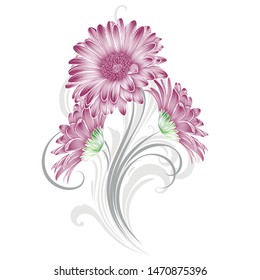 Abstrakter floraler Hintergrund mit handgezeichnet gerbera blumen. Element für Einladungen, Grüße, Karten.