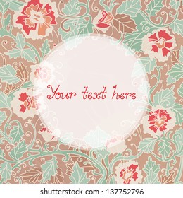 Floral abstract background with frame and space for text - vector