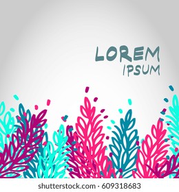 Floral abstract background with hand drawn elements