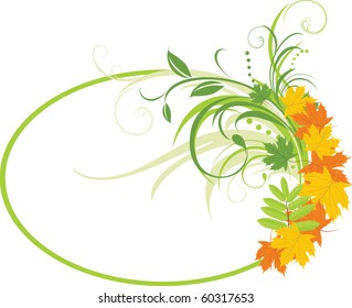 Floral abstract background with maple leaves. Frame. Vector