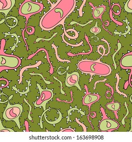 Floral abstract background with abstract objects, with cactus. Seamless pattern , vector   can be used for web page backgrounds,  surface textures , wallpapers ,pattern. 