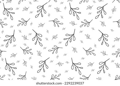 Floral abstract background. Seamless pattern with Leaves. Endless ornament with leaf. Wallpaper and bed linen print with tree branch. Vector illustration. Wrapping paper for gift box.