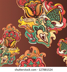 floral abstract background. stylized plants and leaves