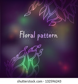floral abstract background. stylized plants and leaves. stars and sun