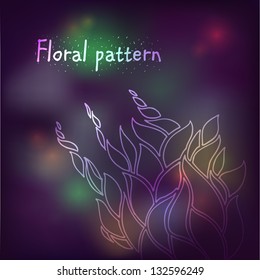 floral abstract background. stylized plants and leaves. stars and sun