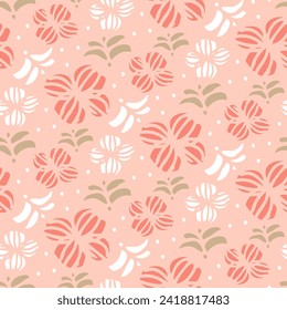 Fondo floral abstracto. Flores spot simples estilizadas para un patrón de primavera ininterrumpida. Impresión de tejidos para vestidos de niñas, ropa de mujer, textiles para el hogar de las mujeres. Repita la textura para los diseños del Día de la Madre.