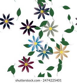 Floral abstract background texture. Seamless flowers pattern.