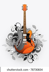 Floral abstract with beautiful electric guitar