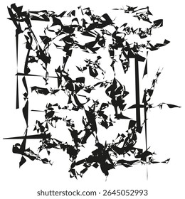 Floral abstract branches. Botanical sketch shape. Hand drawn plant vector. Monochrome foliage form.