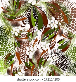 floral abstract brown background. Vector