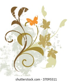Floral abstract with butterfly