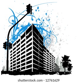 floral abstract city vector