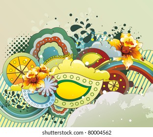 floral abstract color vector