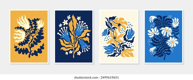 Floral Abstract contemporary poster. Groovy Modern Matisse style art
