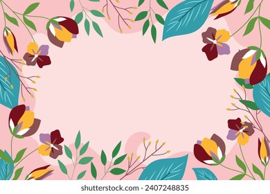 Abstrakter floraler Hintergrund. Vorlage mit Blumen im minimalistischen Stil. Bedeckt mit süßen Blumen. Vektorgrafik.