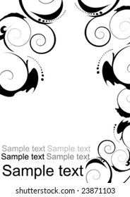 floral abstract design elements black and white with space for text
