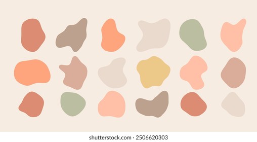 Abstraktes Blumendesign in moderner Vektorkunst mit minimalen botanischen Formen, mit einem kreativen, von der Natur inspirierten Illustrationssatz mit einfachen tropischen Elementen und strukturierten Hintergründen.