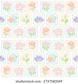 floral abstract design pattern drawing and painting color pastel on freeform shape  pattern for wrap carpet fabric texture on vector illustration art seamless