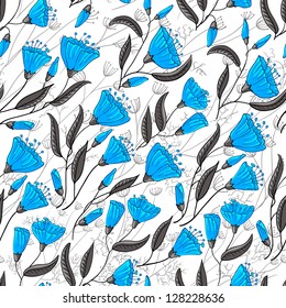 Floral abstract doodle seamless