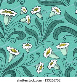 Floral abstract doodle seamless pattern