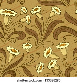 Floral abstract doodle seamless pattern