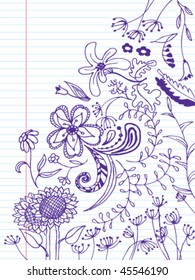 Floral abstract doodles, scrapbooking page