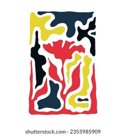 Floral Abstract Elements Arranged in Rectangular Shape Vector Composition. Mosaic Botanical Trendy Floral Design