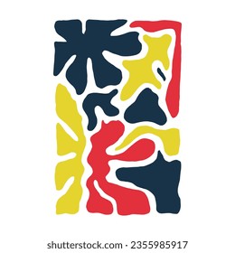 Floral Abstract Elements Arranged in Rectangular Shape Vector Composition. Mosaic Botanical Trendy Floral Design