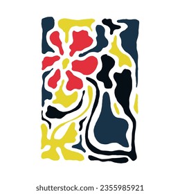 Floral Abstract Elements Arranged in Rectangular Shape Vector Composition. Mosaic Botanical Trendy Floral Design