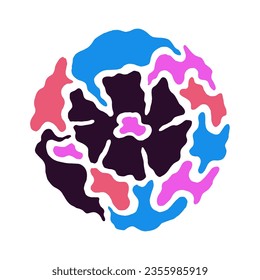 Elementos de resumen floral organizados en composición vectorial de forma redonda. Diseño floral de moda botánica mosaico