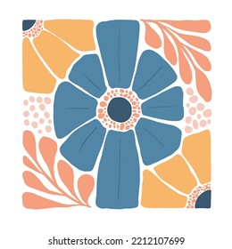 Floral abstract elements. Botanical composition. Modern trendy Matisse minimal style. Floral poster, invite. Vector arrangements for greeting card or invitation design