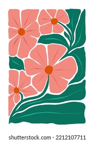 Floral abstract elements. Botanical composition. Modern trendy Matisse minimal style. Floral poster, invite. Vector arrangements for greeting card or invitation design