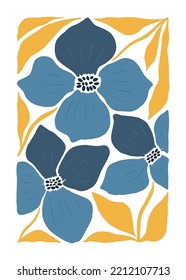 Floral abstract elements. Botanical composition. Modern trendy Matisse minimal style. Floral poster, invite. Vector arrangements for greeting card or invitation design