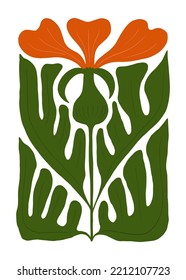 Floral abstract elements. Botanical composition. Modern trendy Matisse minimal style. Floral poster, invite. Vector arrangements for greeting card or invitation design