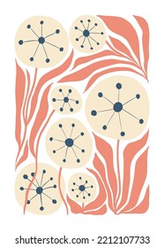 Floral abstract elements. Botanical composition. Modern trendy Matisse minimal style. Floral poster, invite. Vector arrangements for greeting card or invitation design