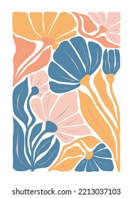 Floral abstract elements. Botanical composition. Modern trendy Matisse minimal style. Floral poster, invite. Vector arrangements for greeting card or invitation design