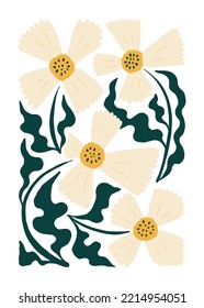 Elementos abstractos florales. Composición botánica. Moderna moda Matisse minimalista. Afiche floral, invitación. Disposiciones de vectores para el diseño de tarjetas de felicitación o invitaciones