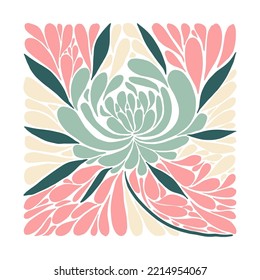 Floral abstract elements. Botanical composition. Modern trendy Matisse minimal style. Floral poster, invite. Vector arrangements for greeting card or invitation design