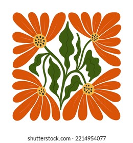 Floral abstract elements. Botanical composition. Modern trendy Matisse minimal style. Floral poster, invite. Vector arrangements for greeting card or invitation design