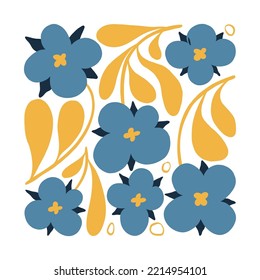 Floral abstract elements. Botanical composition. Modern trendy Matisse minimal style. Floral poster, invite. Vector arrangements for greeting card or invitation design