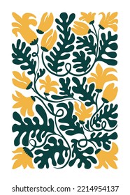 Floral abstract elements. Botanical composition. Modern trendy Matisse minimal style. Floral poster, invite. Vector arrangements for greeting card or invitation design